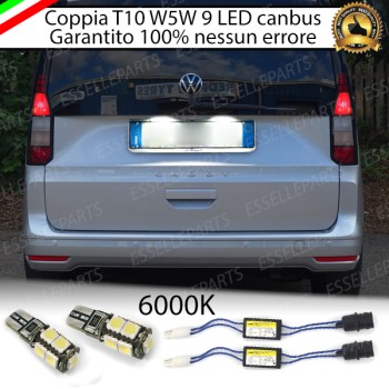 Coppia Luci Targa 9 LED Per Volkswagen Caddy MK5 Canbus 6000K Bianco Ghiaccio