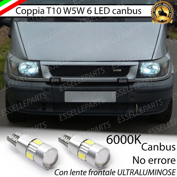 Coppia Lampade T10 W5W LED canbus con lente frontale per luci di posizione per Ford Transit III