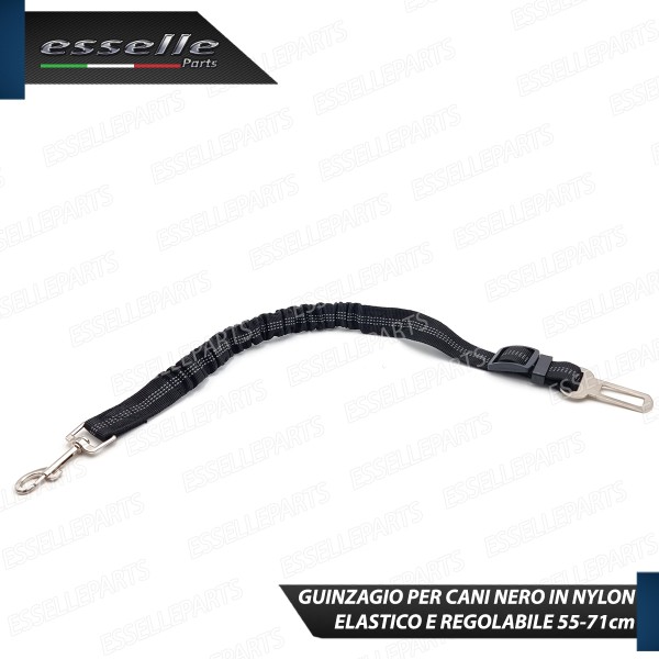 Cintura di Sicurezza Cani Auto per Guinzaglio Elastica 55-71 cm Nero con Moschettone