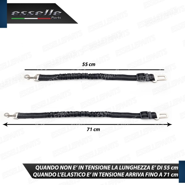 Cintura di Sicurezza Cani Auto per Guinzaglio Elastica 55-71 cm Nero con Moschettone