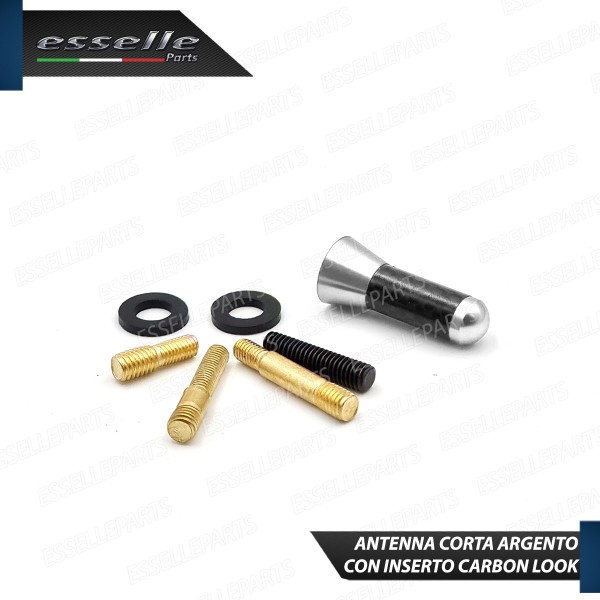 Antenna Corta 3,5 cm Colore ARGENTO ed effetto Carbonio, ricezione radio AM-FM-DAB-NAVI