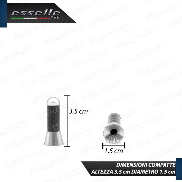 Antenna Corta 3,5 cm Colore ARGENTO ed effetto Carbonio, ricezione radio AM-FM-DAB-NAVI