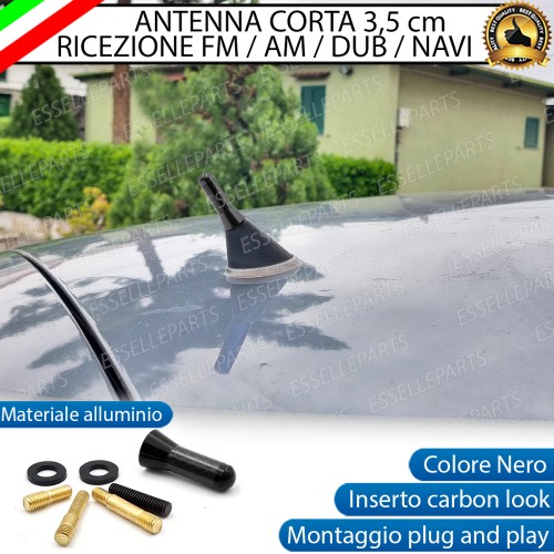 Antenna Corta 3,5 cm Colore NERO ed effetto Carbonio, ricezione radio AM-FM-DAB-NAVI