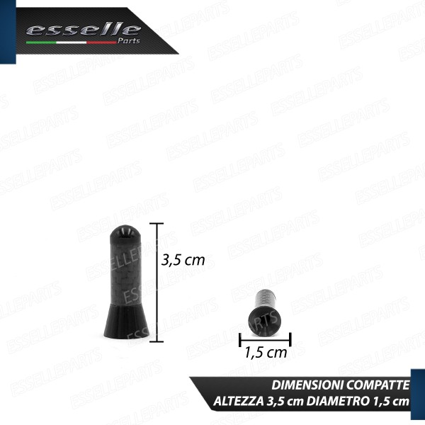 Antenna Corta 3,5 cm Colore NERO ed effetto Carbonio, ricezione radio AM-FM-DAB-NAVI