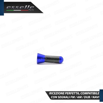 Antenna Corta 3,5 cm Colore BLU ed effetto Carbonio, ricezione radio AM-FM-DAB-NAVI