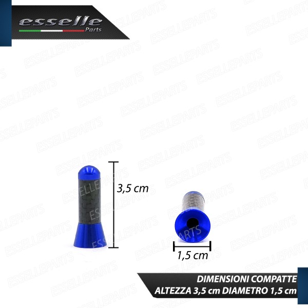 Antenna Corta 3,5 cm Colore BLU ed effetto Carbonio, ricezione radio AM-FM-DAB-NAVI