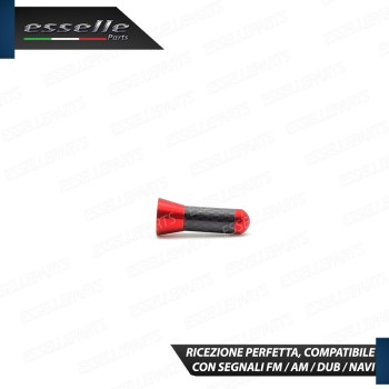 Antenna Corta 3,5 cm Colore ROSSO ed effetto Carbonio, ricezione radio AM-FM-DAB-NAVI