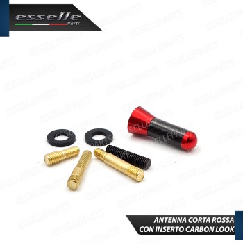 Antenna Corta 3,5 cm Colore ROSSO ed effetto Carbonio, ricezione radio AM-FM-DAB-NAVI