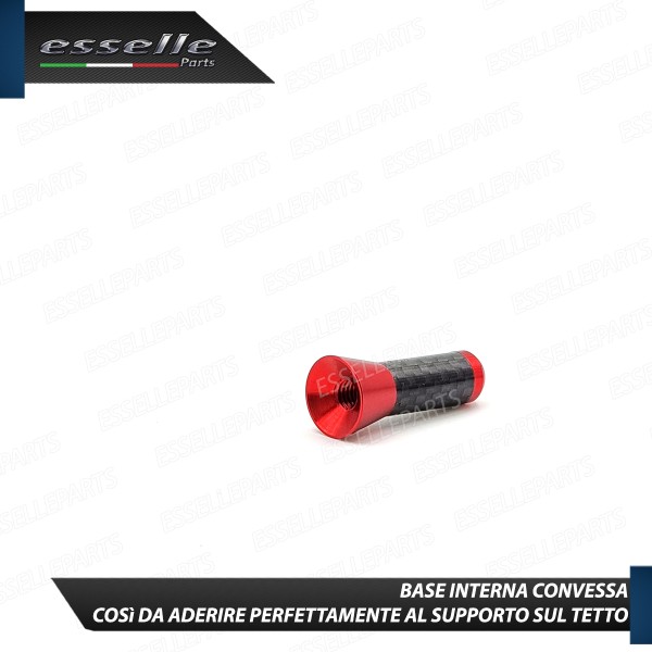 Antenna Corta 3,5 cm Colore ROSSO ed effetto Carbonio, ricezione radio AM-FM-DAB-NAVI