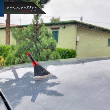 Antenna Corta 3,5 cm Colore ROSSO ed effetto Carbonio, ricezione radio AM-FM-DAB-NAVI