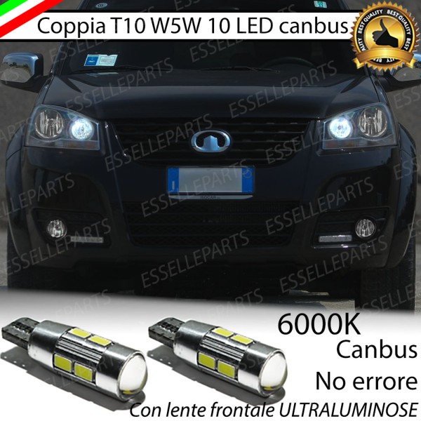 Coppia Lampade T10 W5W LED canbus con lente frontale per luci di posizione per GREAT WALL STEED 5