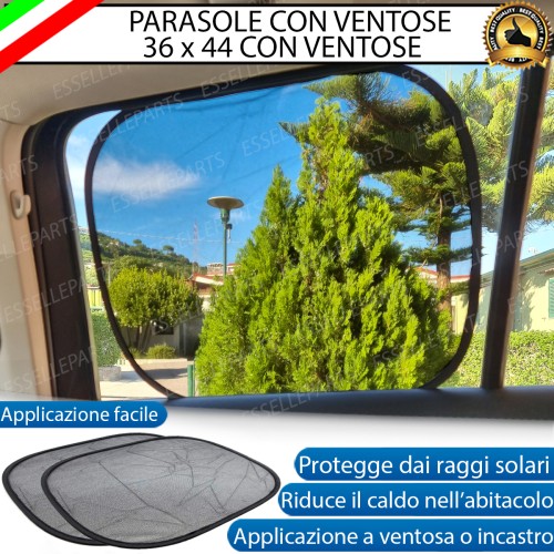 Set di 2 Tendine Parasole per Finestrini 36 X 44 cm Nero Fumè con Ventose