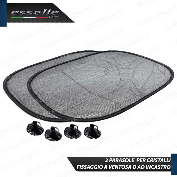 Set di 2 Tendine Parasole per Finestrini 36 X 44 cm Nero Fumè con Ventose