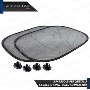 Set di 2 Tendine Parasole per Finestrini 36 X 44 cm Nero Fumè con Ventose