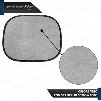 Set di 2 Tendine Parasole per Finestrini 36 X 44 cm Nero Fumè con Ventose