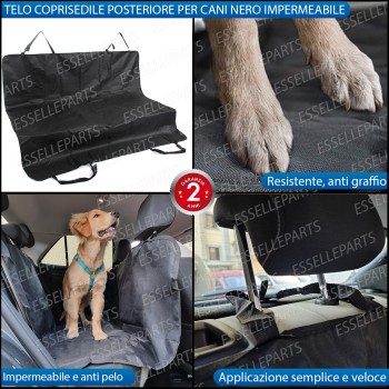 Telo Copri Sediolini Posteriori per Cane Nero Impermeabile