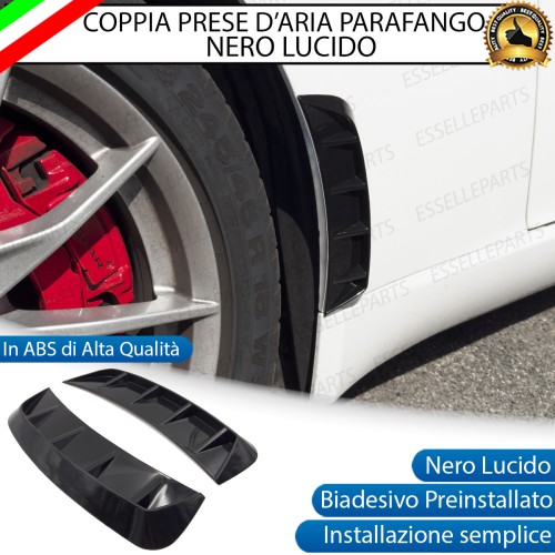 Coppia Prese D'aria Sportive Adesive per Parafanghi Nero Lucido Auto