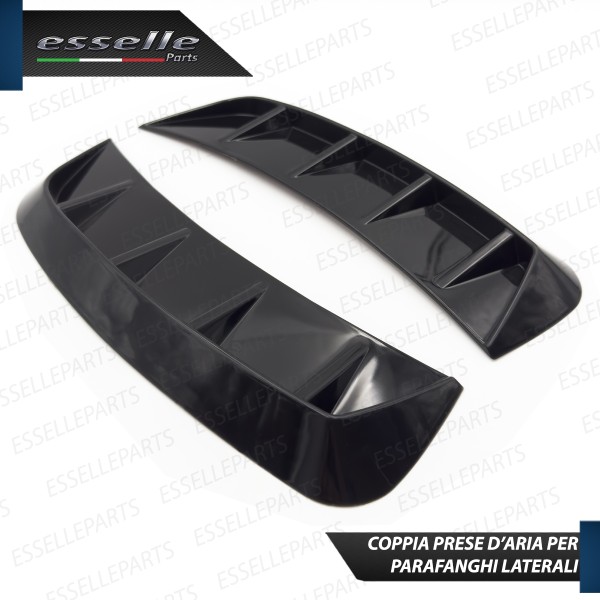 Coppia Prese D'aria Sportive Adesive per Parafanghi Nero Lucido Auto
