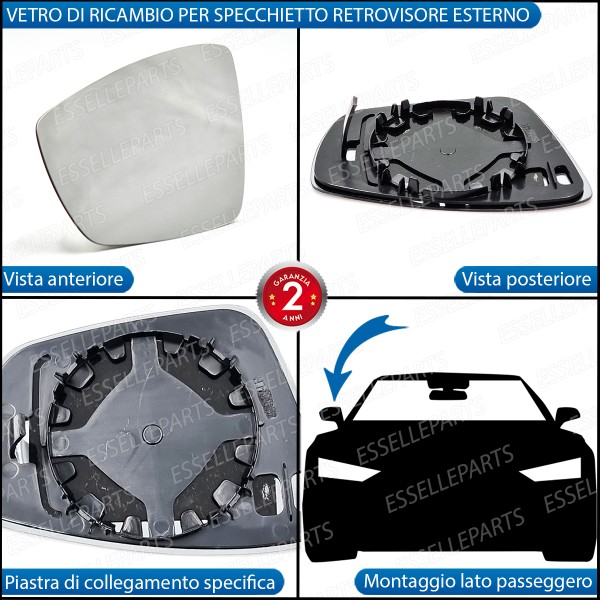 Specchietto Retrovisore Laterale LATO PASSEGGERO per Volkswagen Up! Dal 2017