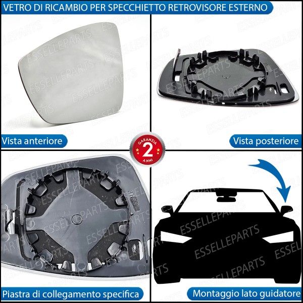 Specchietto Retrovisore Laterale LATO GUIDATORE per Volkswagen Up! Dal 2017
