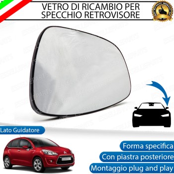 Specchietto Retrovisore Laterale LATO GUIDATORE di Ricambio per Citroen C3 II