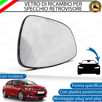 Specchietto Retrovisore Laterale LATO GUIDATORE per Citroen C4 MK2 Pre-Restyling