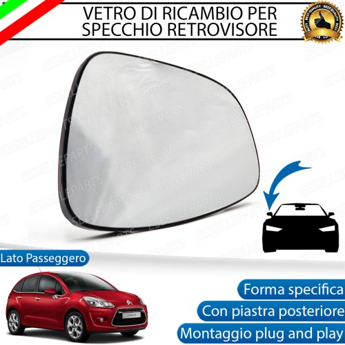 Specchietto Retrovisore Laterale LATO PASSEGGERO di Ricambio per Citroen C3 II