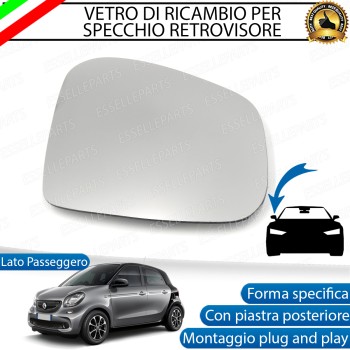 Specchietto Retrovisore Laterale LATO PASSEGGERO di Ricambio per Smart FORFOUR II