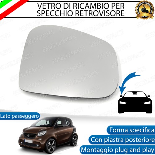 Specchietto Retrovisore Laterale LATO PASSEGGERO di Ricambio per Smart Fortwo III