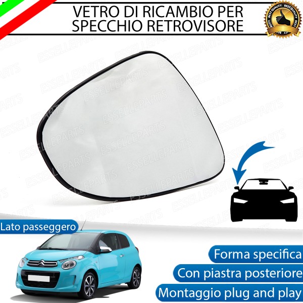 Specchietto Retrovisore Laterale LATO PASSEGGERO di Ricambio per Citroen C1 II