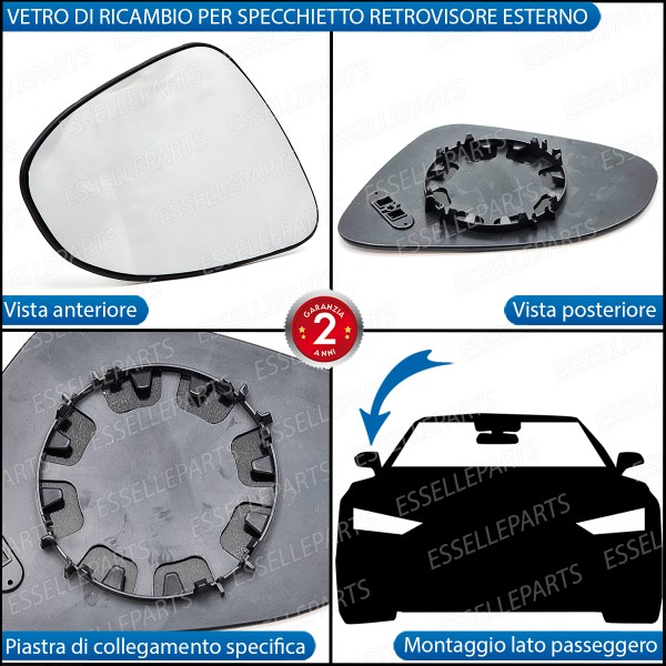 Specchietto Retrovisore Laterale LATO PASSEGGERO per Toyota Verso DAL 2012