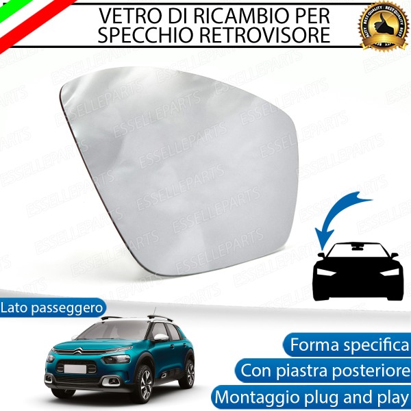 Specchietto Retrovisore Termico Laterale LATO PASSEGGERO per Citroen C4 Cactus Restyling