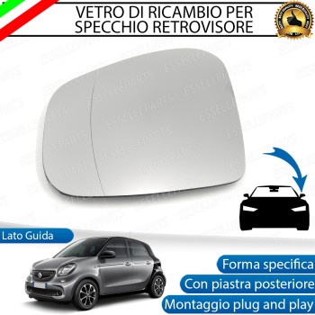 Specchietto Retrovisore Laterale LATO GUIDATORE di Ricambio per Smart FORFOUR II