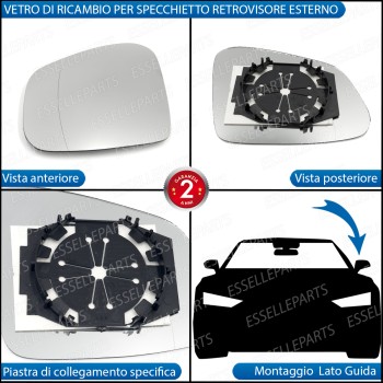 Specchietto Retrovisore Laterale LATO GUIDATORE di Ricambio per Smart FORFOUR II