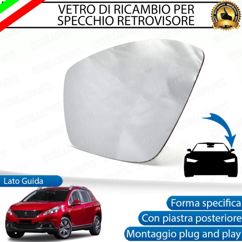Specchietto Retrovisore Termico Laterale LATO GUIDATORE di Ricambio per Peugeot 2008