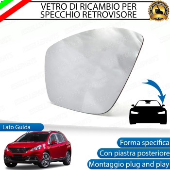 Specchietto Retrovisore Termico Laterale LATO GUIDATORE di Ricambio per Peugeot 2008