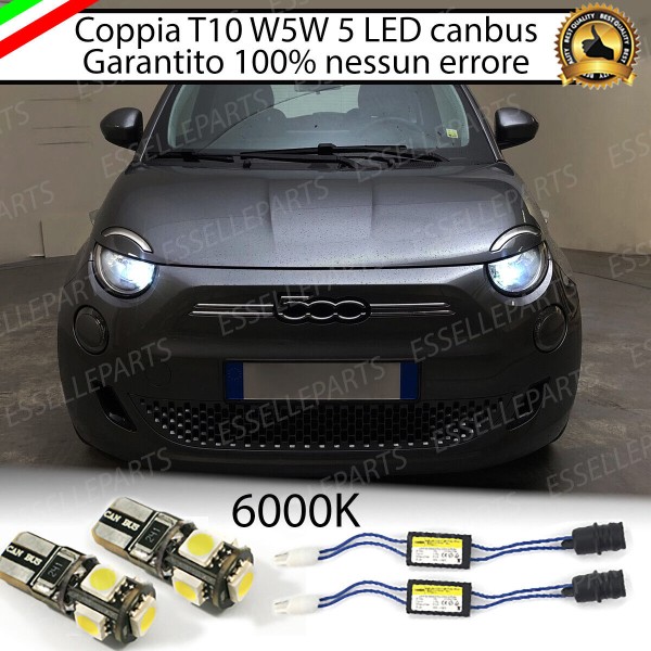 Coppia Luci Posizione 5 LED Per Fiat 500E Canbus 6000K Bianco Ghiaccio
