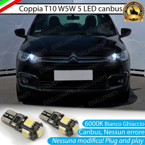 Luci posizione T10 W5W 5 LED canbus 6000K Citroen C-Elysee Restyling
