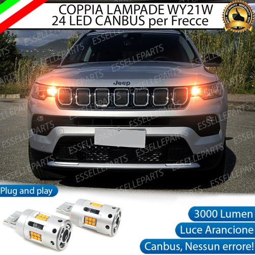 Coppia Frecce Anteriori WY21W T20 24 LED 6000K bianco Canbus 3.0 JEEP COMPASS 2