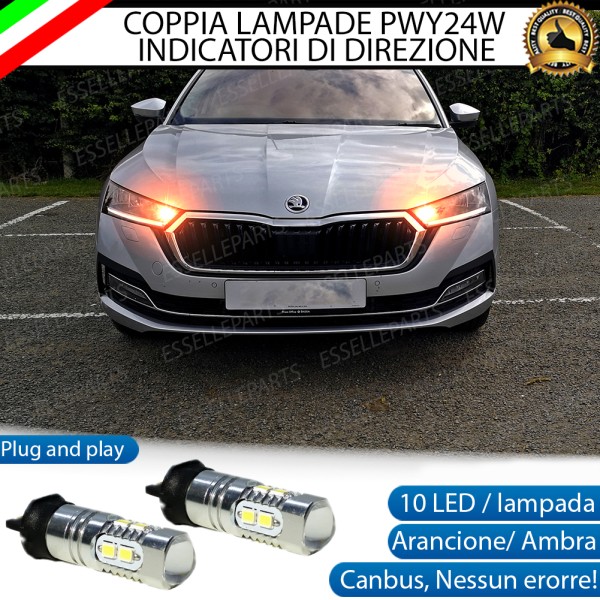 Coppia Frecce Anteriori PWY24W 10 LED Canbus Skoda Octavia 4