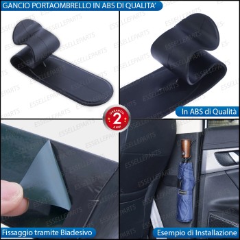 GANCIO PORTAOMBRELLO ADESIVO NERO IN ABS DI QUALITA'