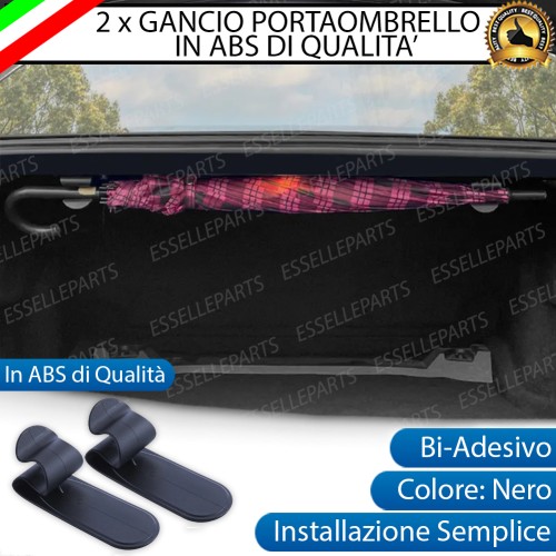COPPIA GANCI PORTAOMBRELLO ADESIVO NERO IN ABS DI QUALITA'