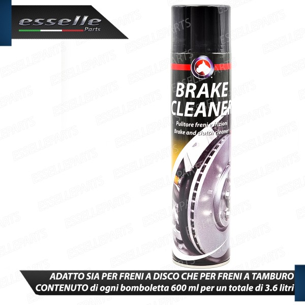 Kit 6 Pulitore Freni Dischi Tamburi Pasticche Detergente Spray Sgrassatore 600ml