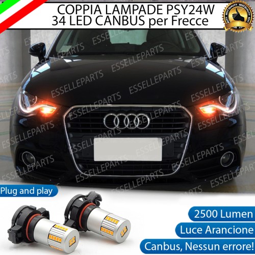 Coppia Frecce Anteriori PSY24W 34 LED Canbus per Audi A1 Fino al 2014 CON FARI BIXENON