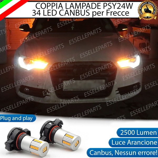Coppia Frecce Anteriori PSY24W LED Canbus per Audi A6 C7 FINO AL 2014 CON FARI BIXENON