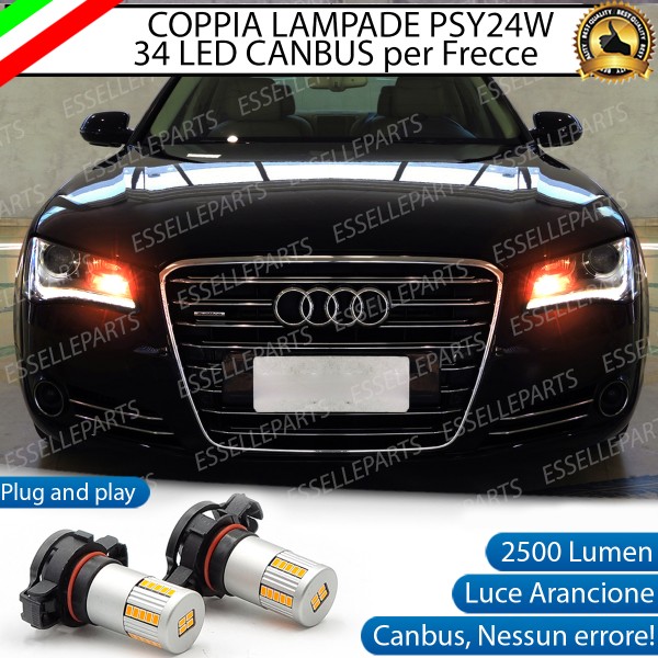 Coppia Frecce Anteriori PSY24W 34 LED Canbus per Audi A8 D4 CON FARI BIXENON
