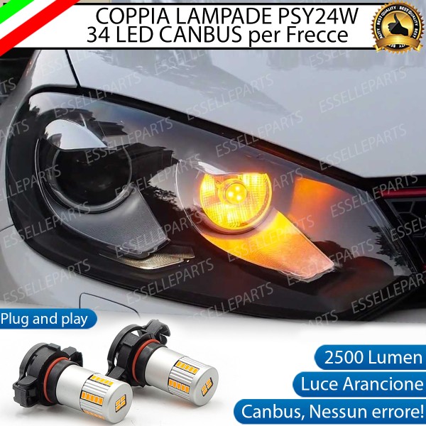 Coppia Frecce Anteriori PSY24W LED Canbus per VW EOS 1 DAL 2011 IN POI CON FARI BIXENON