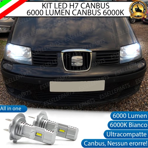 Kit Full LED H7 6000 Lumen 6000K bianco Seat Alhambra 7MS con fari a parabola doppia