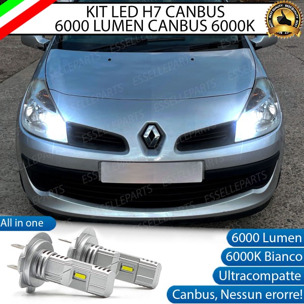 Kit Full LED H7 6000 Lumen 6000K bianco Abbaglianti Renault Clio 3 fari a parabola