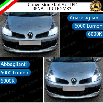 Conversione Fari Full LED 6000K bianco per Renault Clio 3 con fari a parabola